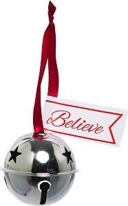 Beautiful Metal Believe Bell Ornament Christmas Decor - 4 x 4 x 4 Inches Indoor/Outdoor Decoration