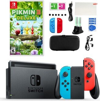 Switch in Neon with Pikmin 3 Deluxe & Accessories