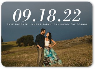 Save The Date Cards: Substantial Date Save The Date, White, 5X7, Matte, Signature Smooth Cardstock, Rounded