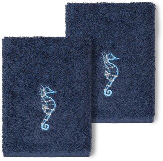 Midnight Blue Sofia Embellished Washcloth - Set of 2