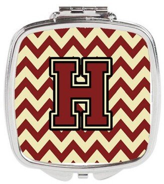 CJ1061-HSCM Letter H Chevron Maroon & Gold Compact Mirror