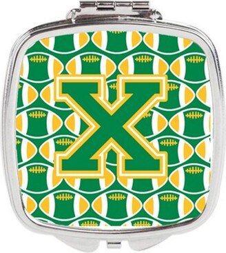 CJ1069-XSCM Letter X Football Green & Gold Compact Mirror