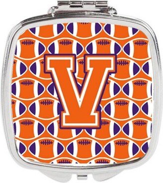 CJ1072-VSCM Letter V Football Orange, White & Regalia Compact Mirror