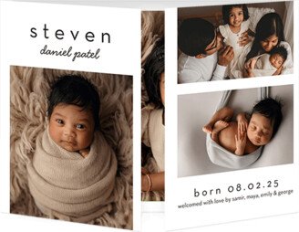 Birth Announcements: Simple And Bold Birth Announcement, Grey, Gate Fold, Matte, Folded Smooth Cardstock, Square