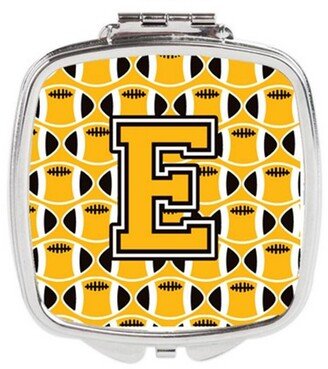 CJ1080-ESCM Letter E Football Black, Old Gold & White Compact Mirror