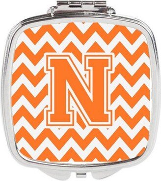 CJ1046-NSCM Letter N Chevron Orange & White Compact Mirror