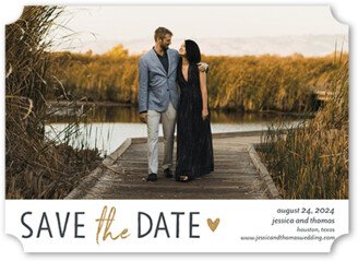 Save The Date Cards: Heartfelt Date Save The Date, White, 5X7, Pearl Shimmer Cardstock, Ticket