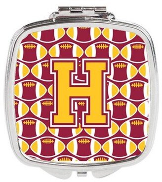 CJ1081-HSCM Letter H Football Maroon & Gold Compact Mirror