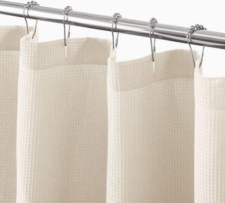 mDesign Cotton Waffle Knit Shower Curtain, Spa Quality - 72 x 96 /Beige