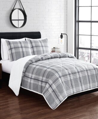 Cozy Teddy Plaid 3 Piece Comforter Set, Full/Queen