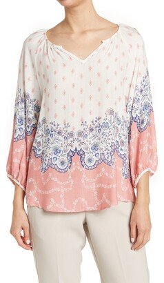 Renee C Boho Print 3/4 Sleeve Blouse