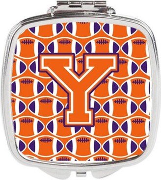 CJ1072-YSCM Letter Y Football Orange, White & Regalia Compact Mirror