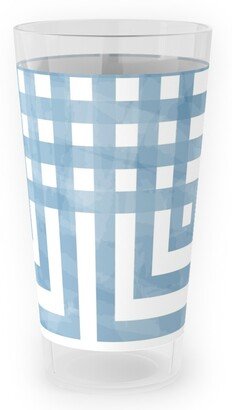 Outdoor Pint Glasses: Square Grid - Blue Outdoor Pint Glass, Blue