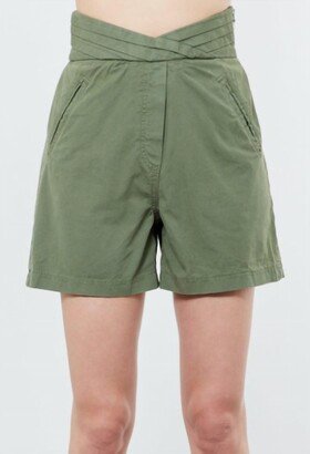Ellena Pleated Shorts In Military Green