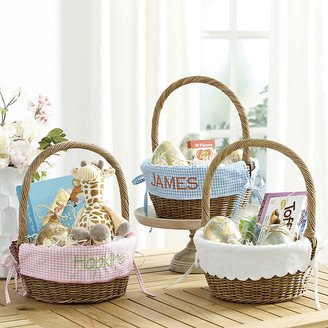 Wicker Easter Basket with Liner Pink Gingham