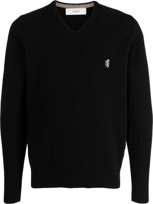 logo-embroidered V-neck jumper-AH