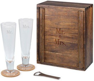 Mr. & Mrs. 8-Piece Pilsner Beer Glass Gift Set