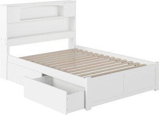 AFI Newport Full Platform Bed with Footboard 2 Drawers in White