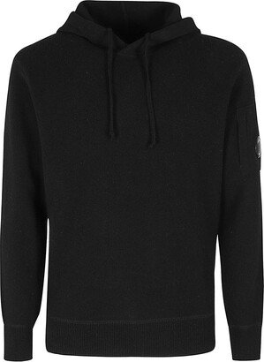 Lens-Detailed Hooded Drawstring Jumper