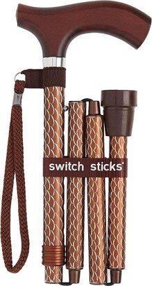 Switch Sticks Cognac Aluminum Folding Cane 32 to 37 Inch Height