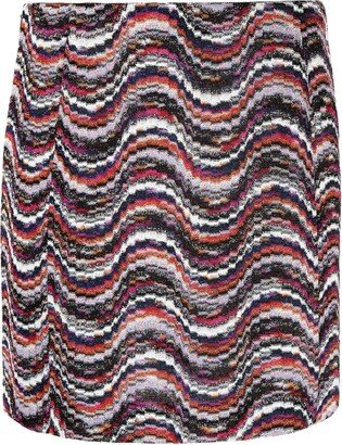 Wavy-Jacquard Fitted Miniskirt