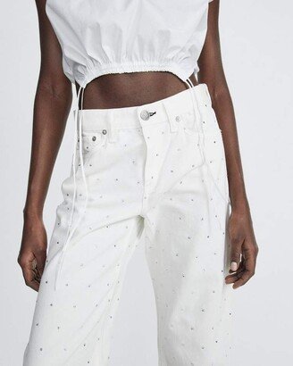 Baggy Dre- White Jewel Low-Rise Rigid Jean