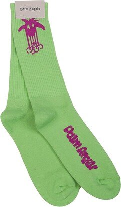 Dubby Logo Intarsia Ribbed Trim Socks