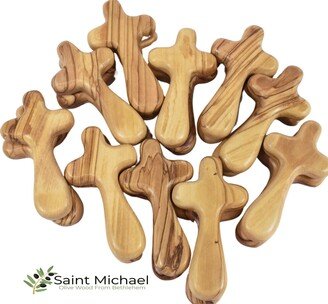 Medium Olive Wood Holding Hand Palm Comfort Cross, Prayer Wooden Cross Best Holy Land Gift