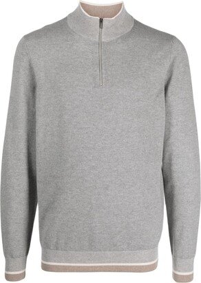 Contrast-Trim Half-Zip Jumper