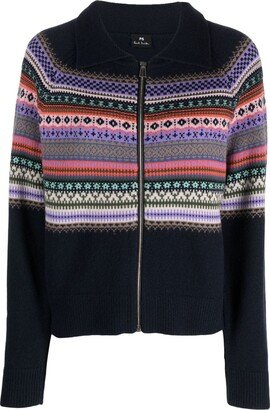 Intarsia-Knit Wool-Blend Cardigan