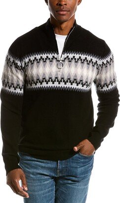 Scott & Scott London Tonal Wool & Cashmere-Blend Half-Zip Pullover
