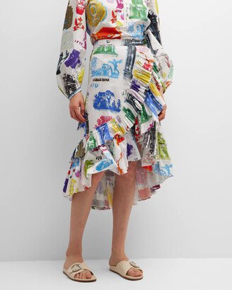 Larc De Summer Ruffled Midi Wrap Skirt