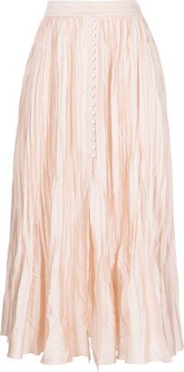 Simkhai Crinkled-Finish Pleated Midi Skirt