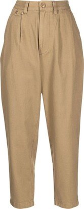 CHOCOOLATE Pleated-Detail Cotton Tapered Trousers