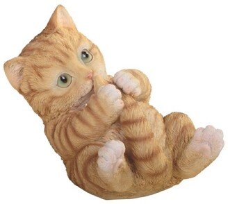 Q-Max 6.25H Realistic Lifelike Orange Tabby Kitty Cat Playing with Tail Figurine