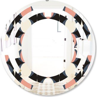 Designart 'Retro Circular Pattern II' Printed Modern Round or Oval Wall Mirror - Space