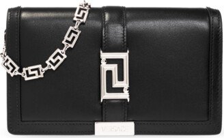 ‘Greca Goddess Mini’ Wallet With Chain - Black