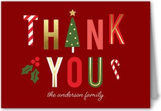 Thank You Cards: Best Holly Icons Thank You Card, Red, 3X5, Matte, Folded Smooth Cardstock