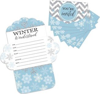 Big Dot of Happiness Winter Wonderland - Fill-In Cards - Snowflake Holiday Party and Winter Wedding Fold and Send Invitations - Set of 8