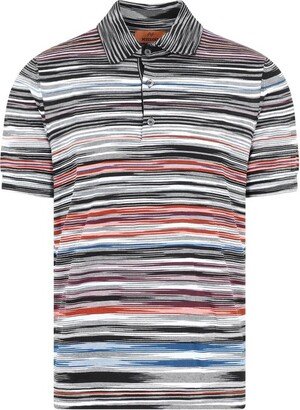 Stripe-Detailed Short Sleeved Polo Shirt