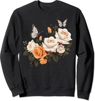 Rose flower for Rose women and men Summer Roses Butterfly Rose Sweatshirt