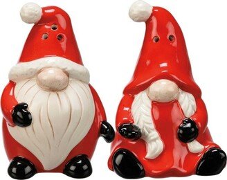 Tabletop Santa Gnome Salt And Pepper Set - One Pair Of Salt And Pepper Shakers 4.0 Inches - Beard Braid Christmas - 112754 - Ceramic - Red