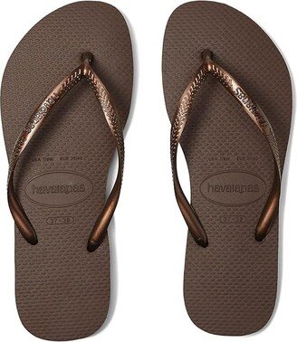 Slim Flip Flop Sandal (Dark Brown Metallic) Women's Sandals