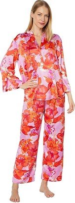 N by Natori Hibiscus - Satin Pullover PJ (Fuchsia Combo) Women's Pajama Sets