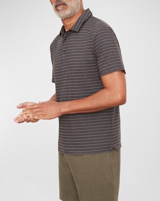 Men's Garment-Dyed Fleck Stripe Polo Shirt