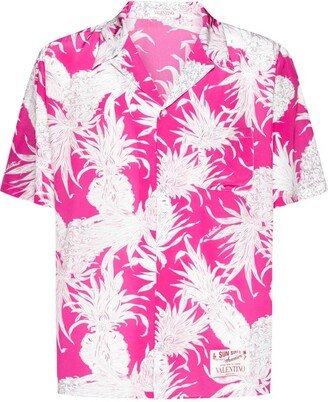 Pineapple Print Straight Hem Shirt