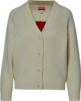 ' Target' Ivory Wool Blend Cardigan
