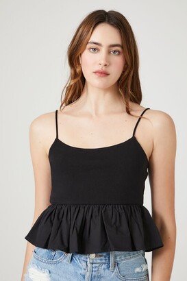 Women's Peplum Cropped Cami in Black Medium