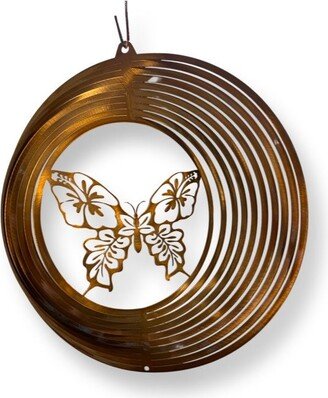 Hibiscus Butterfly Wind Spinner, Hibiscus Flower, Metal Garden Decor, Spinner