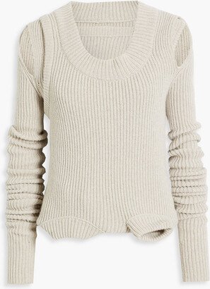 Layered ribbed cashmere and wool-blend sweater